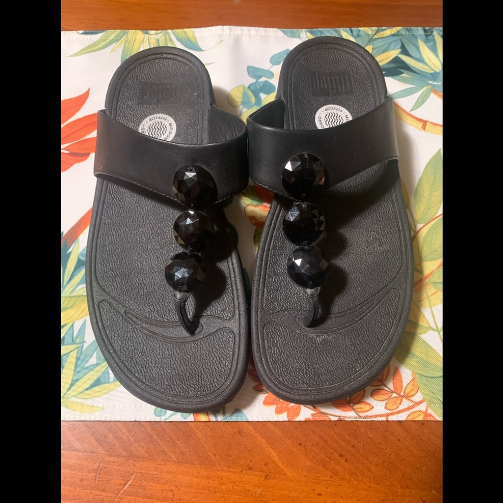 Fit Flop Sandals Petra Jeweled Size 7 Black